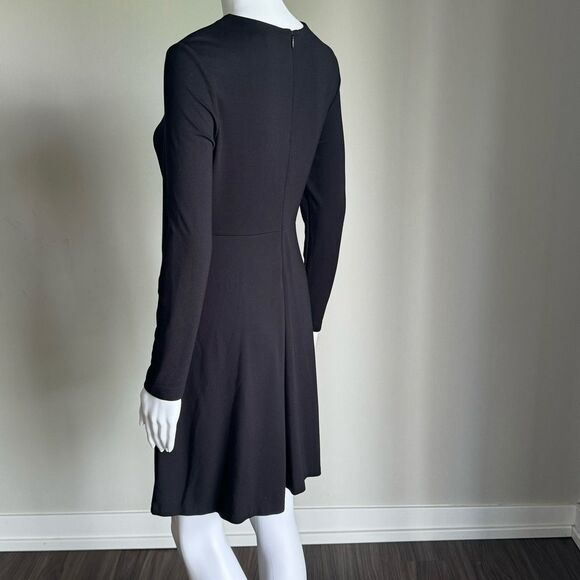 Uniqlo Black Long Sleeve Fitted Tea Length Dress With Pockets - Picture 5 of 7
